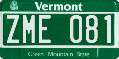 VT license plate ZME081