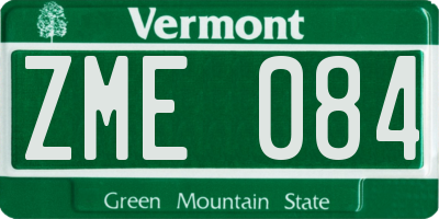 VT license plate ZME084