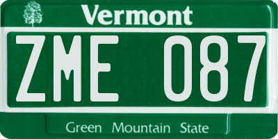 VT license plate ZME087