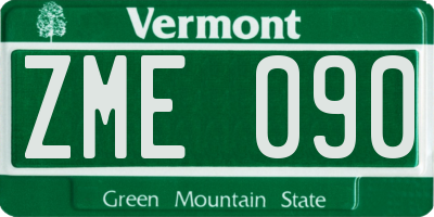 VT license plate ZME090