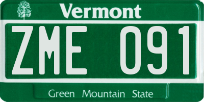 VT license plate ZME091