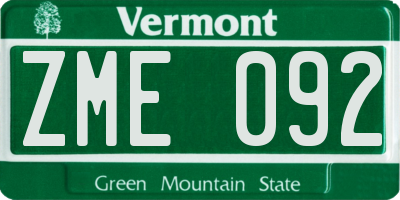 VT license plate ZME092