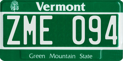 VT license plate ZME094