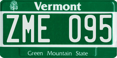 VT license plate ZME095