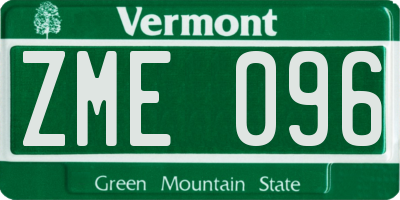 VT license plate ZME096