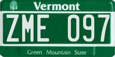 VT license plate ZME097