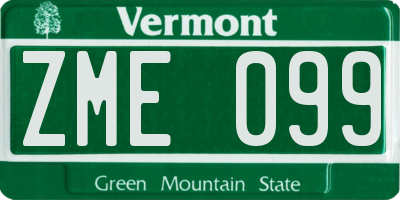 VT license plate ZME099