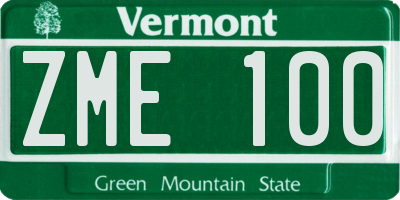 VT license plate ZME100