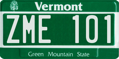 VT license plate ZME101