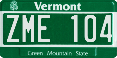 VT license plate ZME104