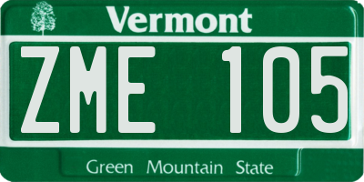 VT license plate ZME105