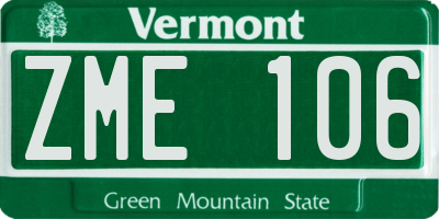 VT license plate ZME106