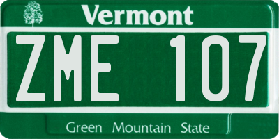 VT license plate ZME107