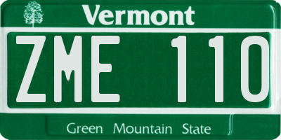 VT license plate ZME110