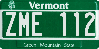 VT license plate ZME112