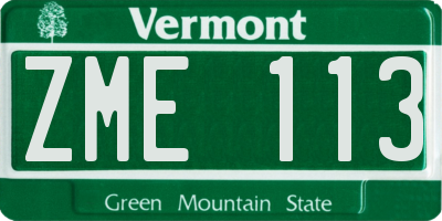 VT license plate ZME113