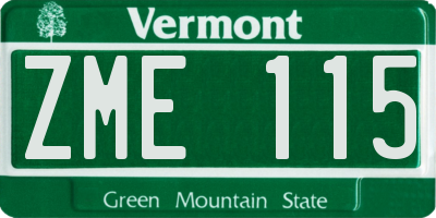 VT license plate ZME115