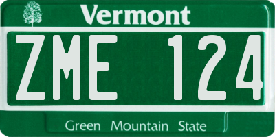 VT license plate ZME124