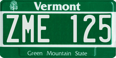 VT license plate ZME125