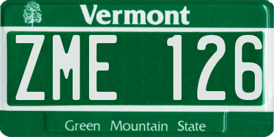 VT license plate ZME126