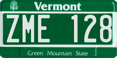VT license plate ZME128