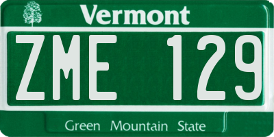 VT license plate ZME129
