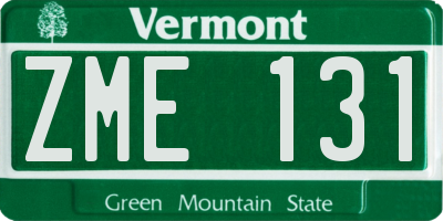 VT license plate ZME131