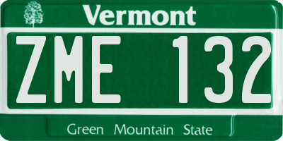 VT license plate ZME132