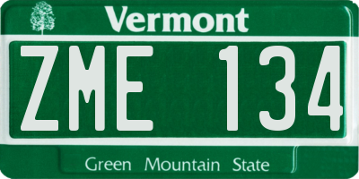 VT license plate ZME134