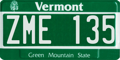 VT license plate ZME135