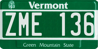VT license plate ZME136
