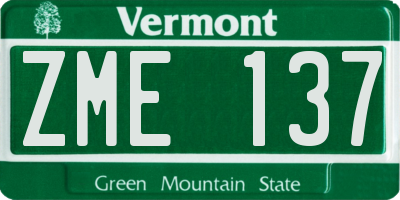 VT license plate ZME137