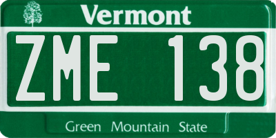 VT license plate ZME138
