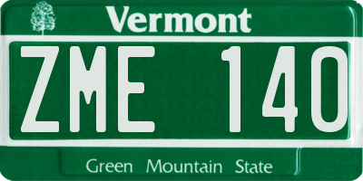 VT license plate ZME140