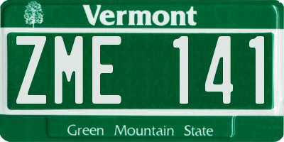 VT license plate ZME141