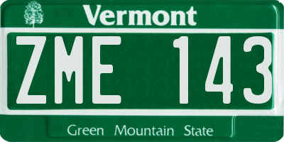 VT license plate ZME143