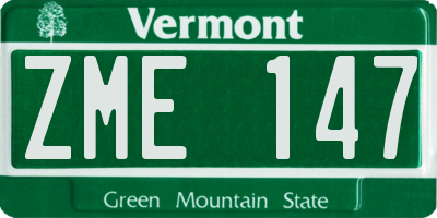 VT license plate ZME147