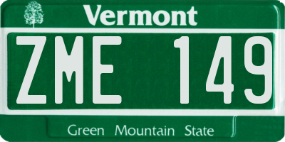 VT license plate ZME149
