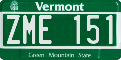 VT license plate ZME151