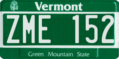 VT license plate ZME152