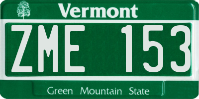 VT license plate ZME153