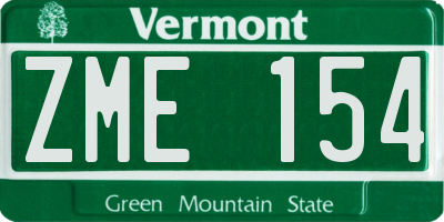 VT license plate ZME154