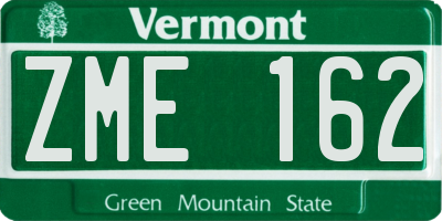 VT license plate ZME162
