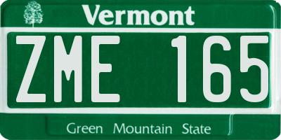 VT license plate ZME165
