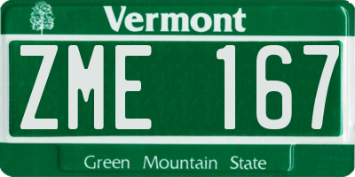 VT license plate ZME167
