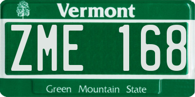 VT license plate ZME168