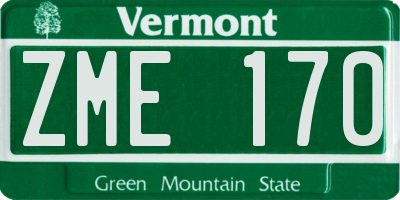 VT license plate ZME170