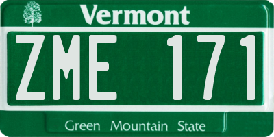VT license plate ZME171