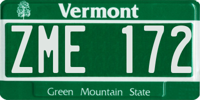 VT license plate ZME172