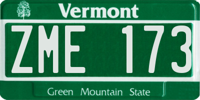 VT license plate ZME173